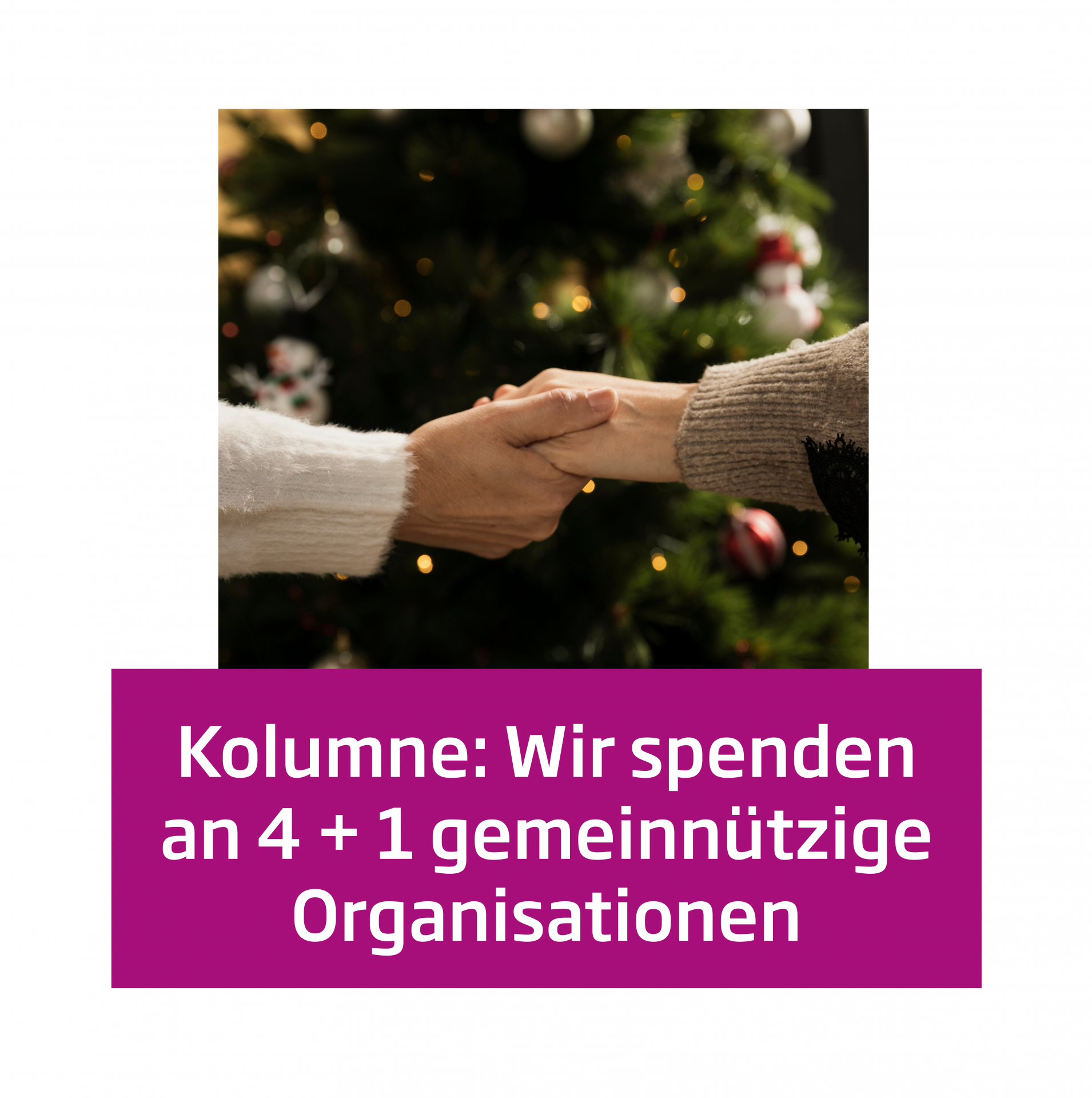 Hände halten vor Weihnachtsbaum